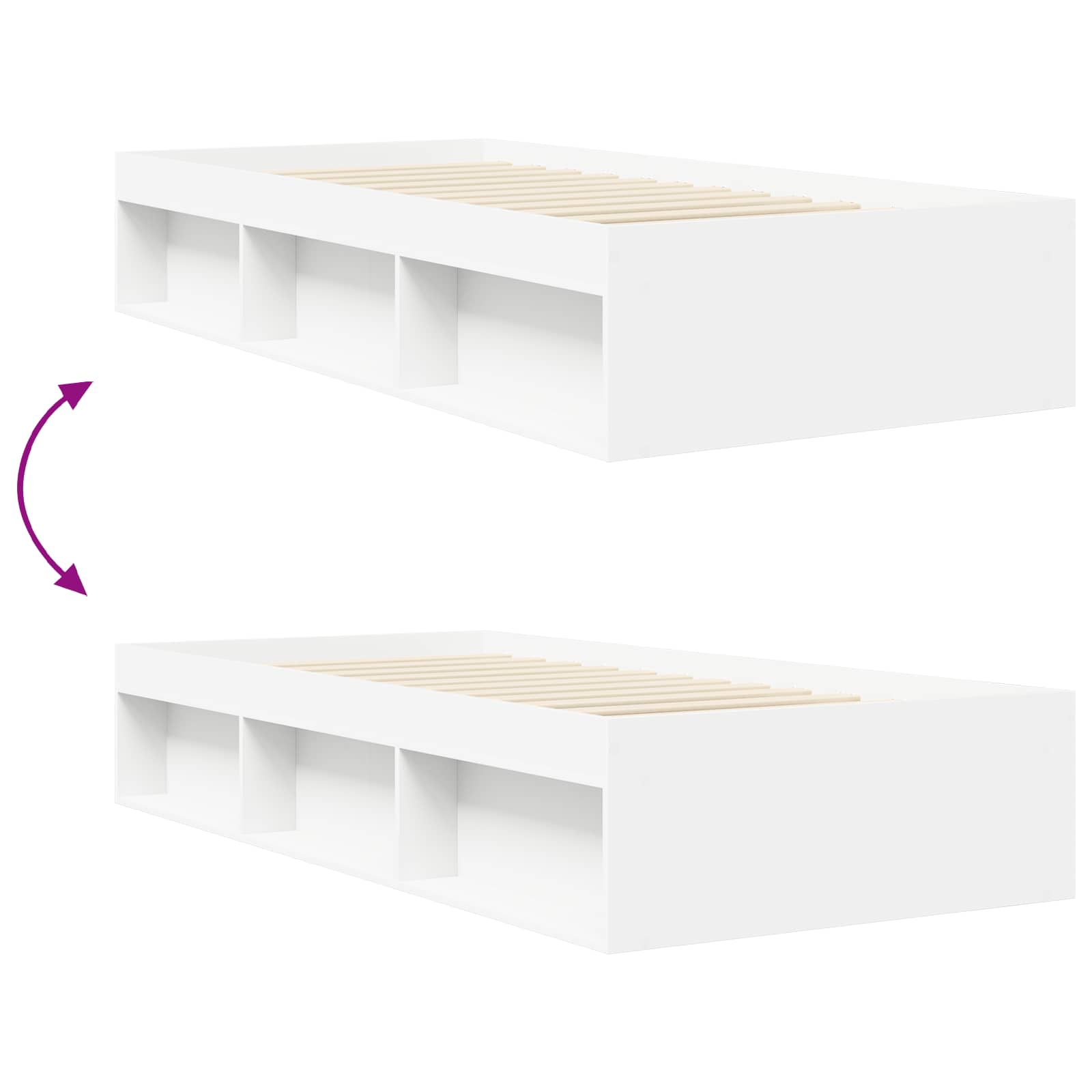 Bedframe met opslag met plank Wit 80 x 200 cm Bewerkt hout
