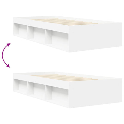 Bedframe met opslag met plank Wit 80 x 200 cm Bewerkt hout