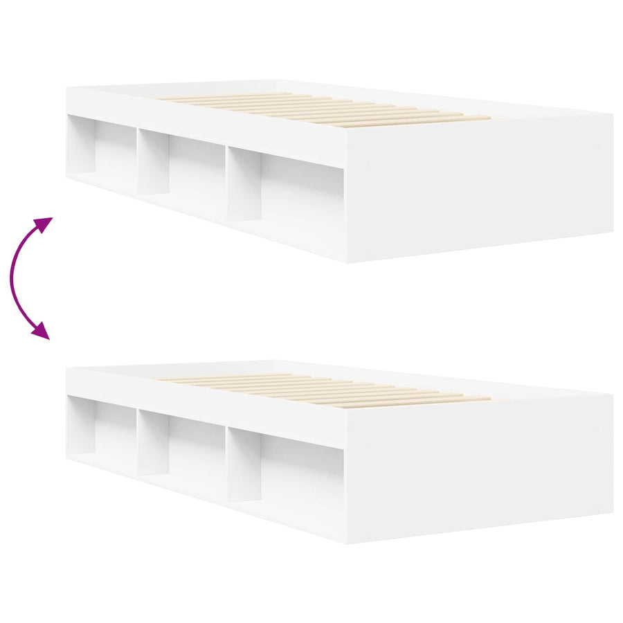 Bedframe met opslag met plank Wit 80 x 200 cm Bewerkt hout