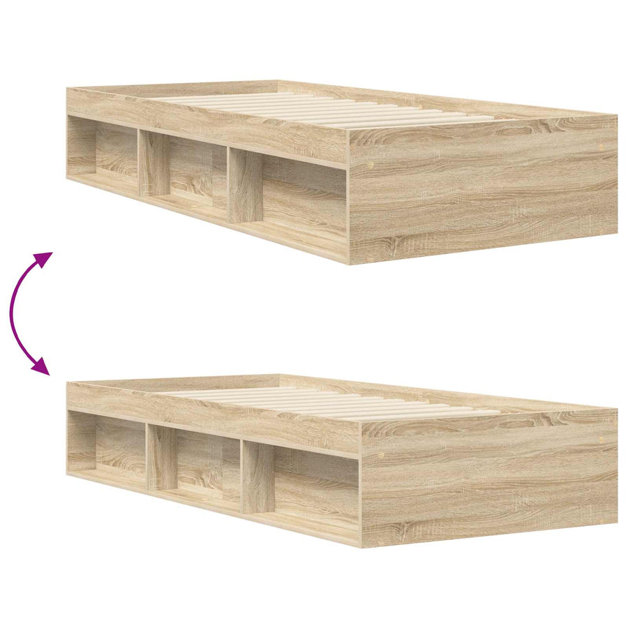 Bedframe met opslag Sonoma Eiken 80 x 200 cm Bewerkt hout