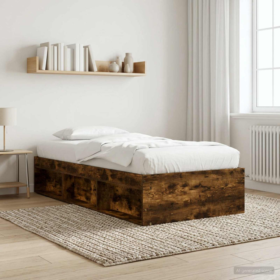 Bedframe met opslag Gerookt eiken 80 x 200 cm Bewerkt hout