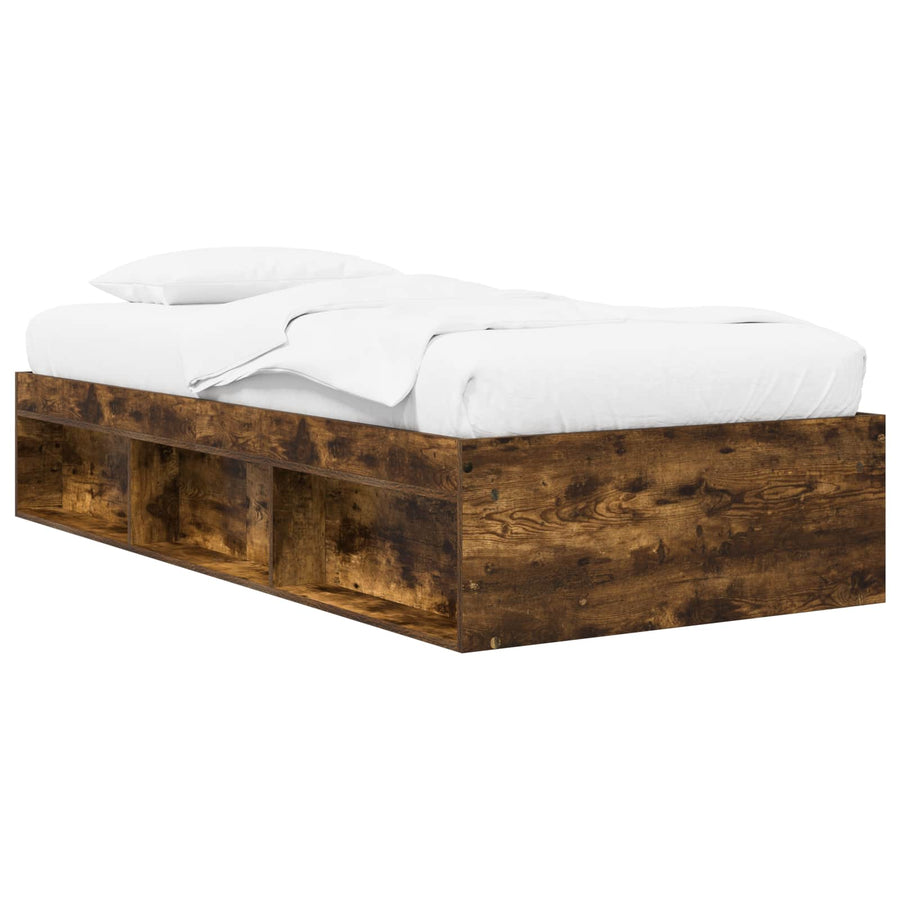 Bedframe met opslag Gerookt eiken 80 x 200 cm Bewerkt hout