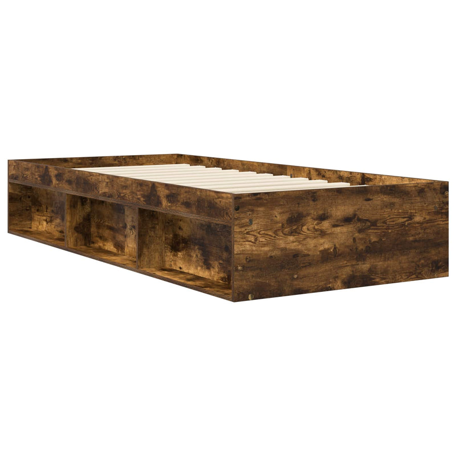 Bedframe met opslag Gerookt eiken 80 x 200 cm Bewerkt hout