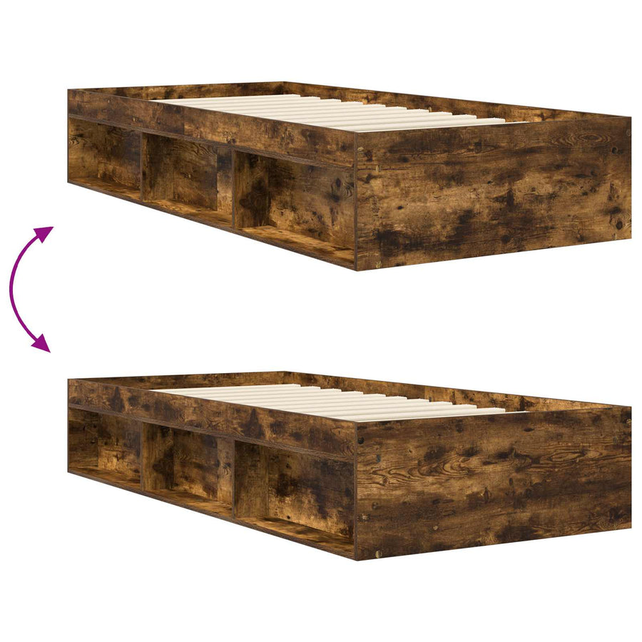 Bedframe met opslag Gerookt eiken 80 x 200 cm Bewerkt hout
