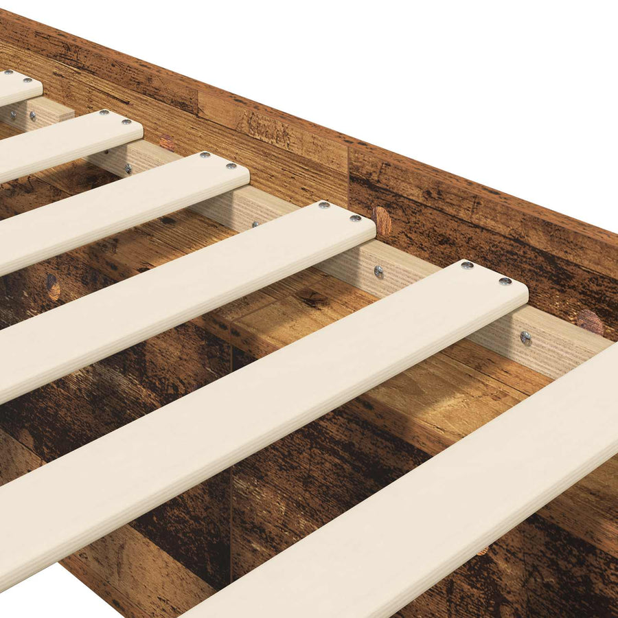 Bedframe met opslag met plank Oud hout 80 x 200 cm Bewerkt hout
