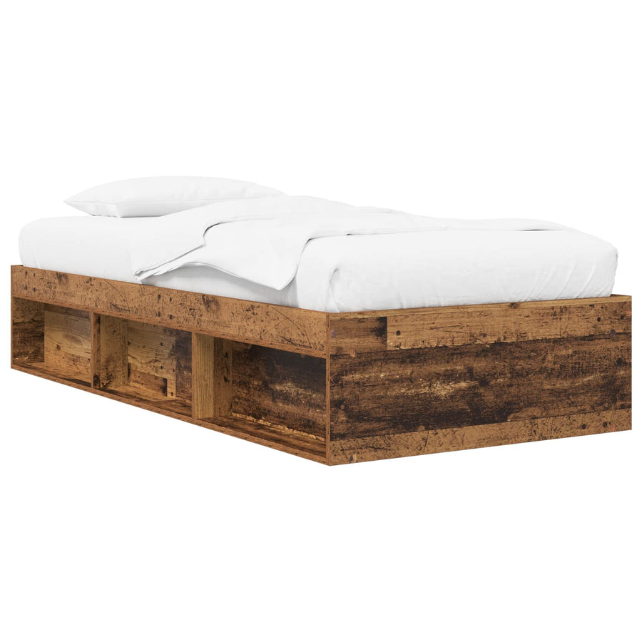 Bedframe met opslag met plank Oud hout 80 x 200 cm Bewerkt hout