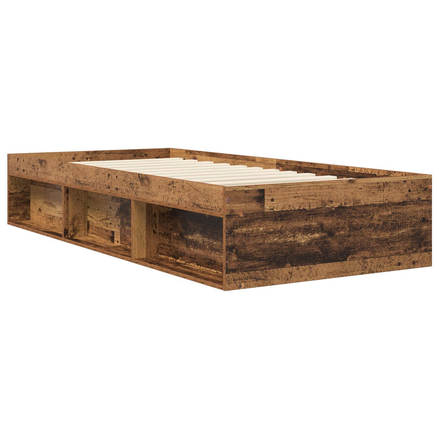 Bedframe met opslag met plank Oud hout 80 x 200 cm Bewerkt hout