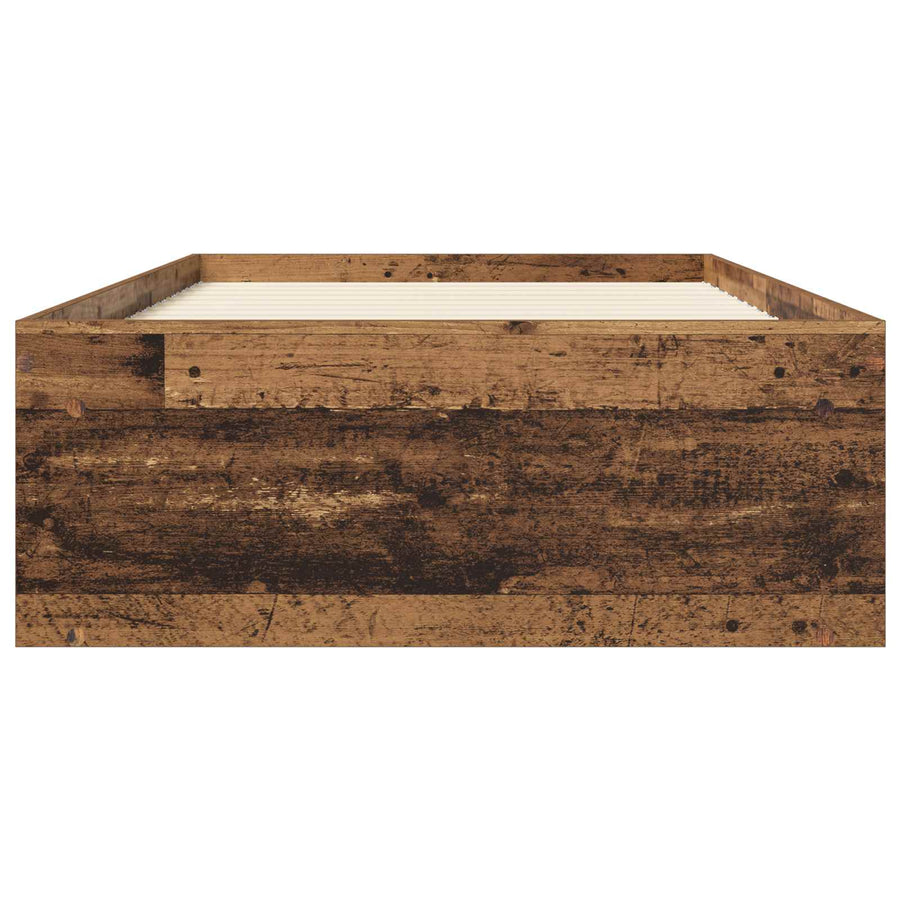 Bedframe met opslag met plank Oud hout 80 x 200 cm Bewerkt hout