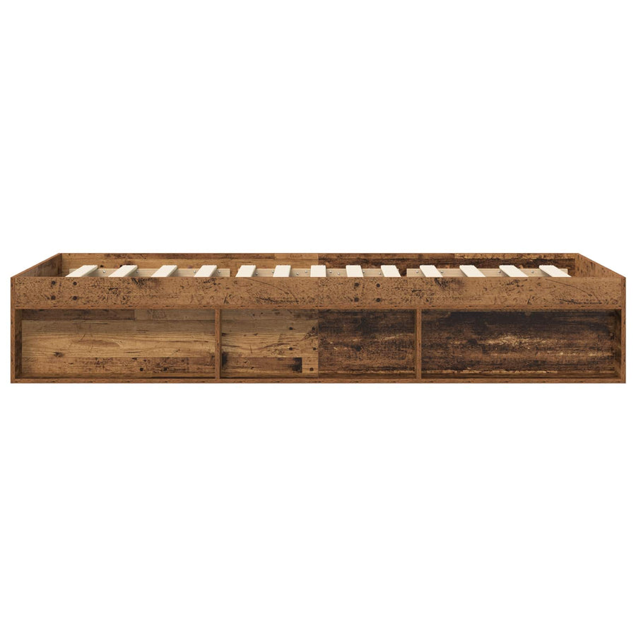 Bedframe met opslag met plank Oud hout 80 x 200 cm Bewerkt hout