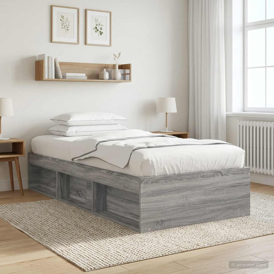 Bedframe met opslag Grijs Sonoma 80 x 200 cm Bewerkt hout