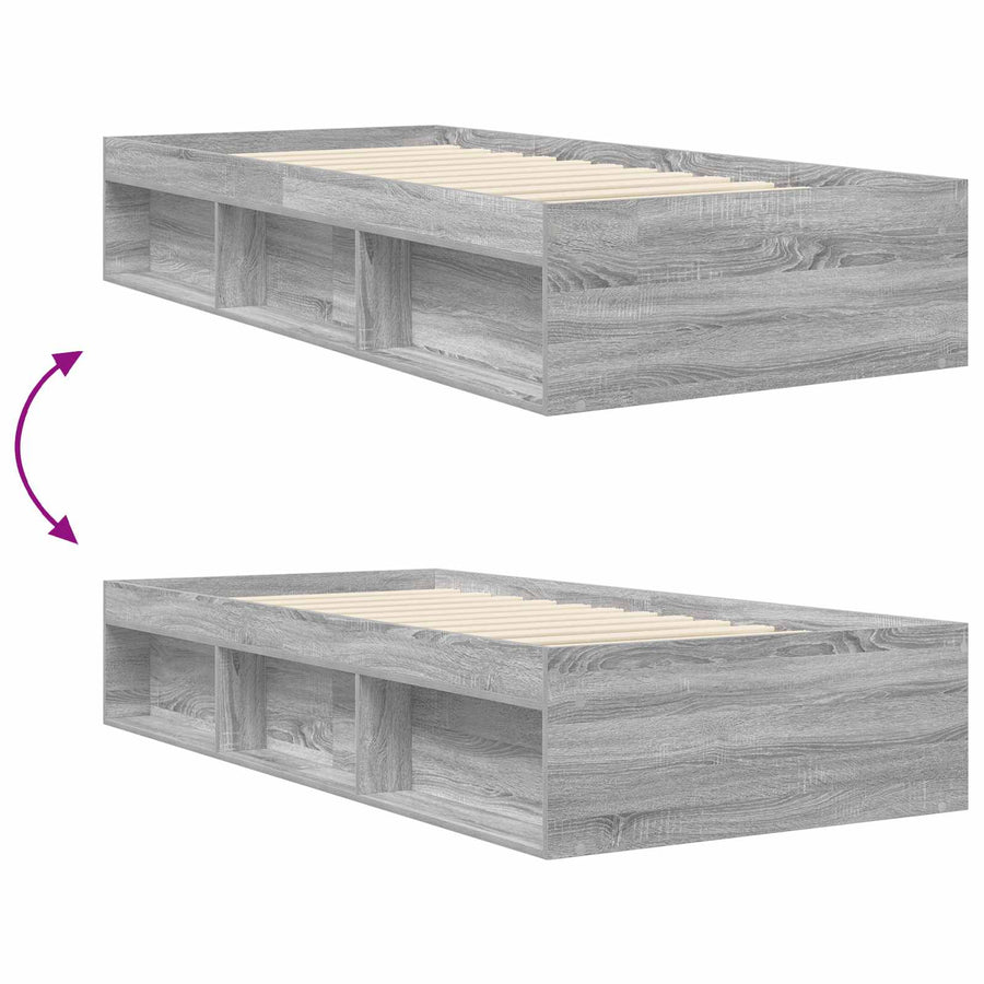 Bedframe met opslag Grijs Sonoma 80 x 200 cm Bewerkt hout