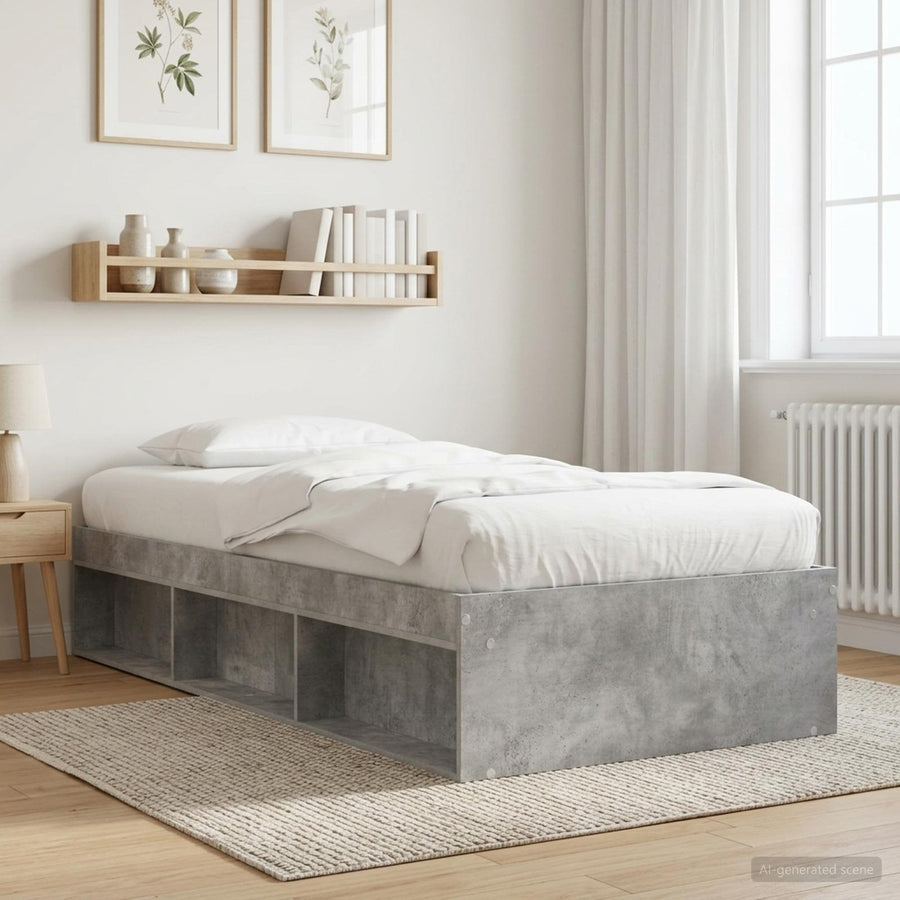 Bedframe met opslag Betongrijs 80 x 200 cm Bewerkt hout