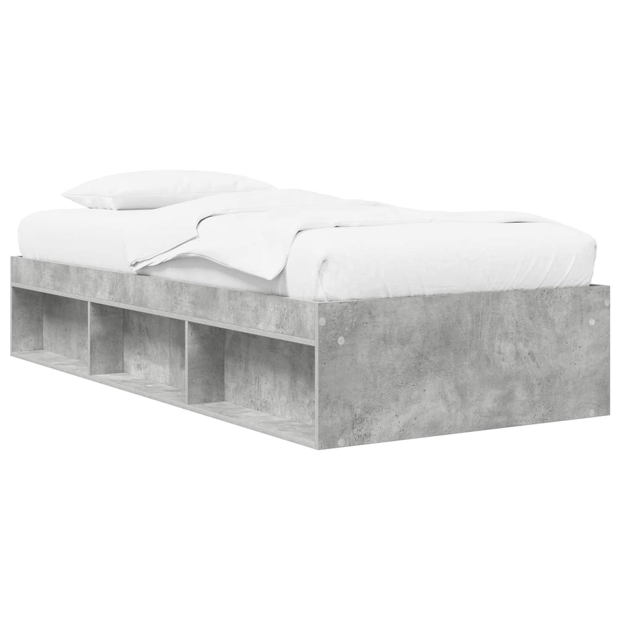 Bedframe met opslag Betongrijs 80 x 200 cm Bewerkt hout