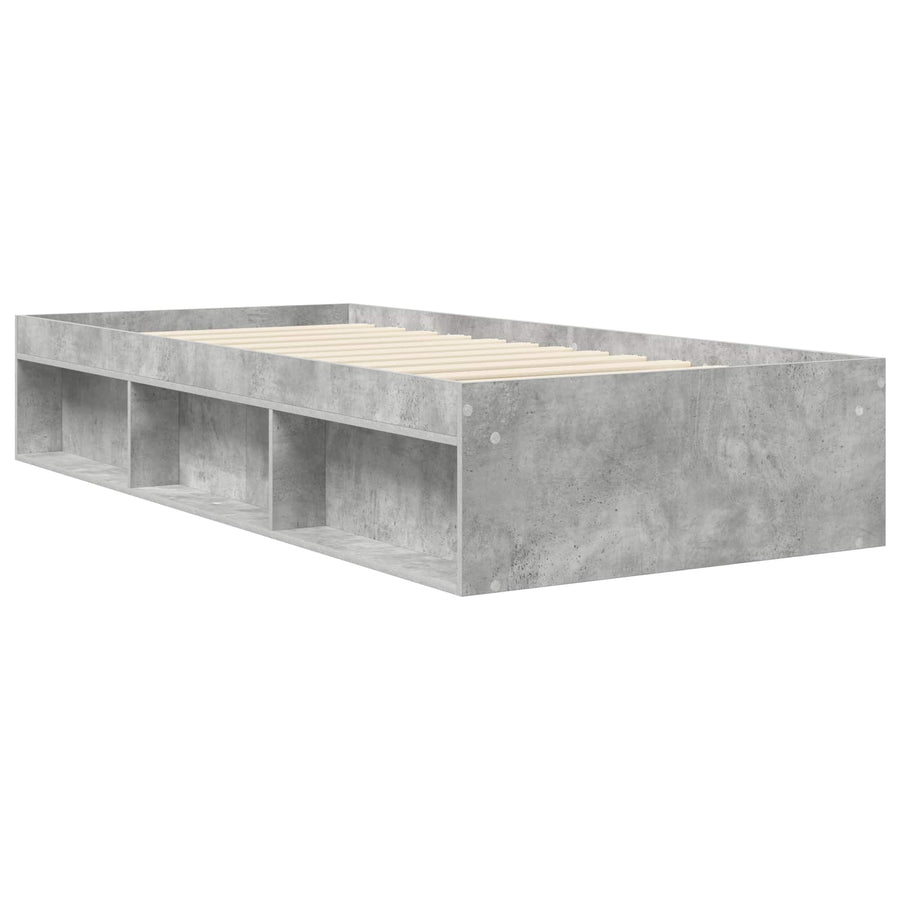 Bedframe met opslag Betongrijs 80 x 200 cm Bewerkt hout