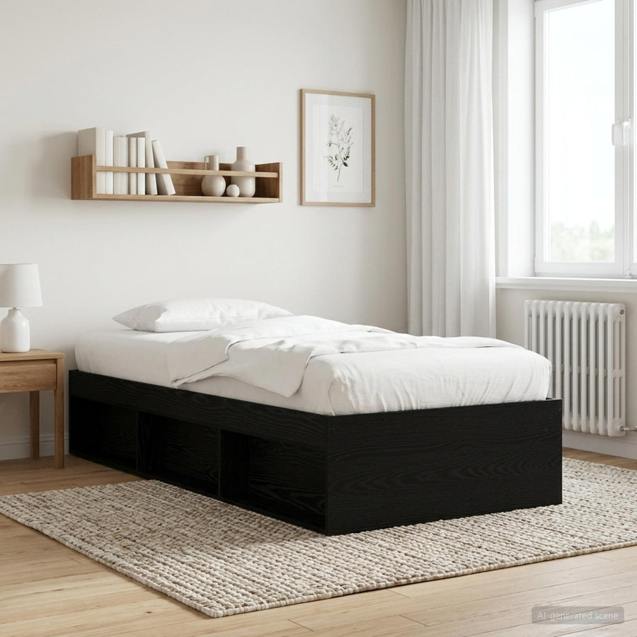 Bedframe met opslag Zwart eiken 80 x 200 cm Bewerkt hout