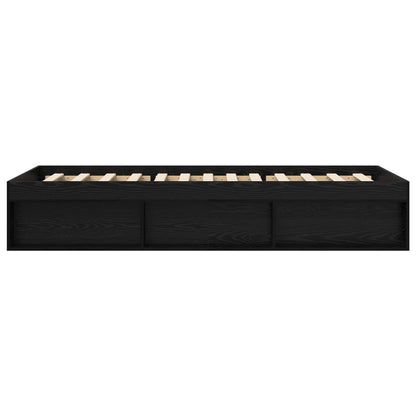 Bedframe met opslag Zwart eiken 80 x 200 cm Bewerkt hout