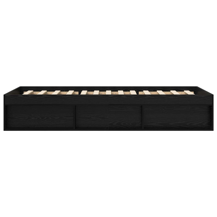 Bedframe met opslag Zwart eiken 80 x 200 cm Bewerkt hout