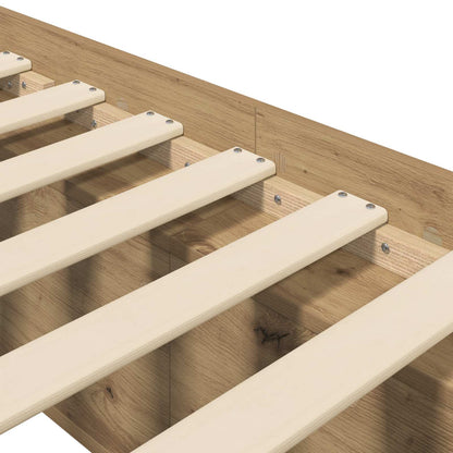 Bedframe met opslag Artisanaal eiken 80 x 200 cm Bewerkt hout