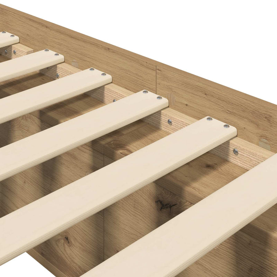 Bedframe met opslag Artisanaal eiken 80 x 200 cm Bewerkt hout
