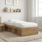 Bedframe met opslag Artisanaal eiken 80 x 200 cm Bewerkt hout