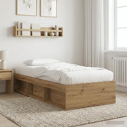 Bedframe met opslag 80x200 cm Artisanaal eiken bewerkt hout