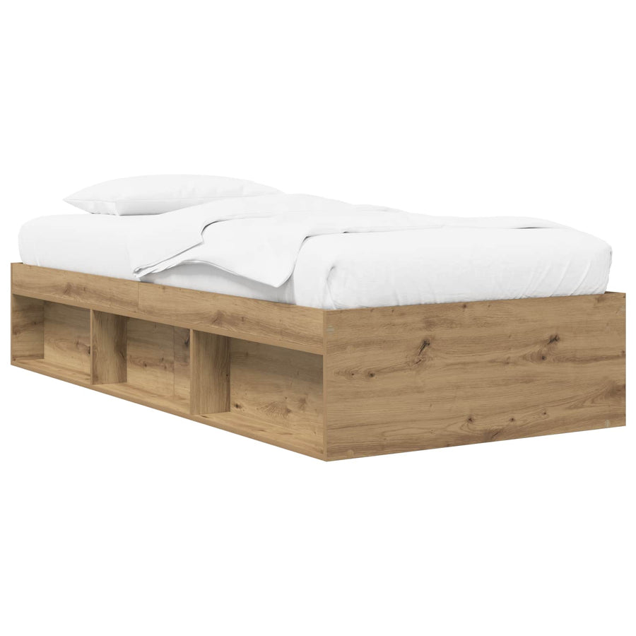 Bedframe met opslag Artisanaal eiken 80 x 200 cm Bewerkt hout
