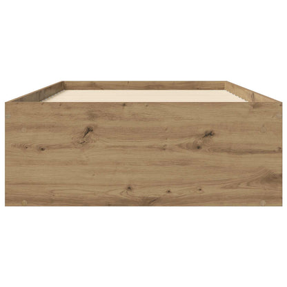 Bedframe met opslag Artisanaal eiken 80 x 200 cm Bewerkt hout