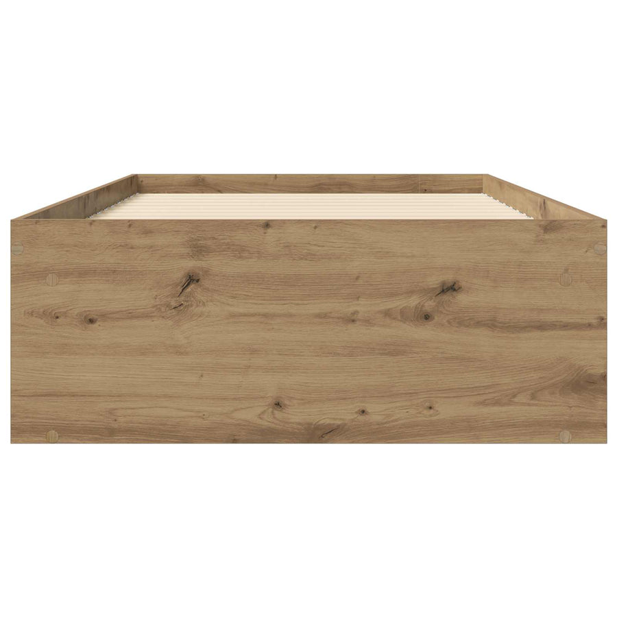 Bedframe met opslag Artisanaal eiken 80 x 200 cm Bewerkt hout