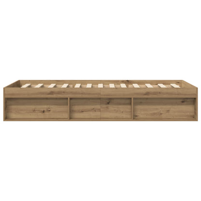 Bedframe met opslag Artisanaal eiken 80 x 200 cm Bewerkt hout