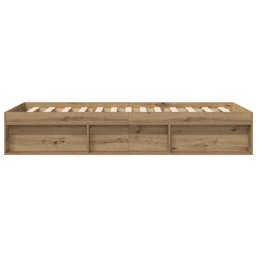 Bedframe met opslag Artisanaal eiken 80 x 200 cm Bewerkt hout