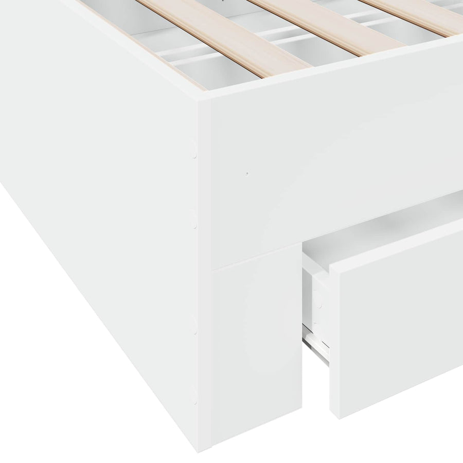 Bedframe met lade met opslag Wit Bewerkt hout