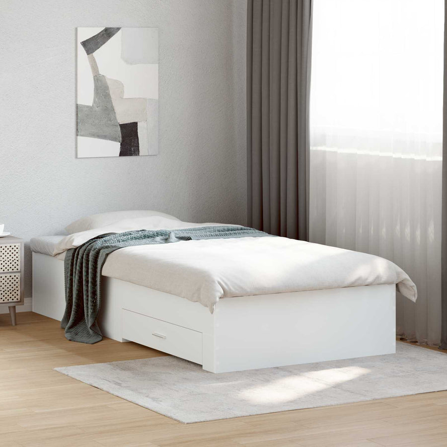 Bedframe met lade met opslag Wit Bewerkt hout