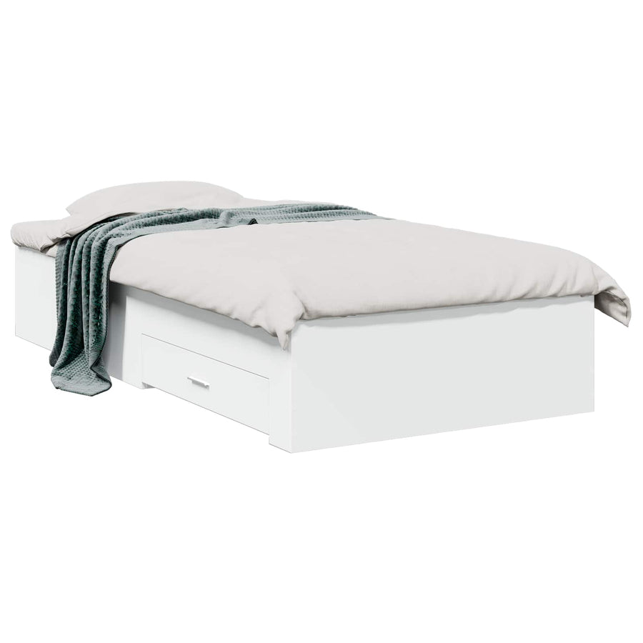 Bedframe met lade met opslag Wit Bewerkt hout