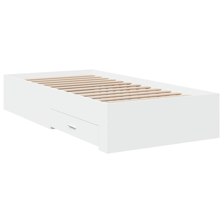 Bedframe met lade met opslag Wit Bewerkt hout