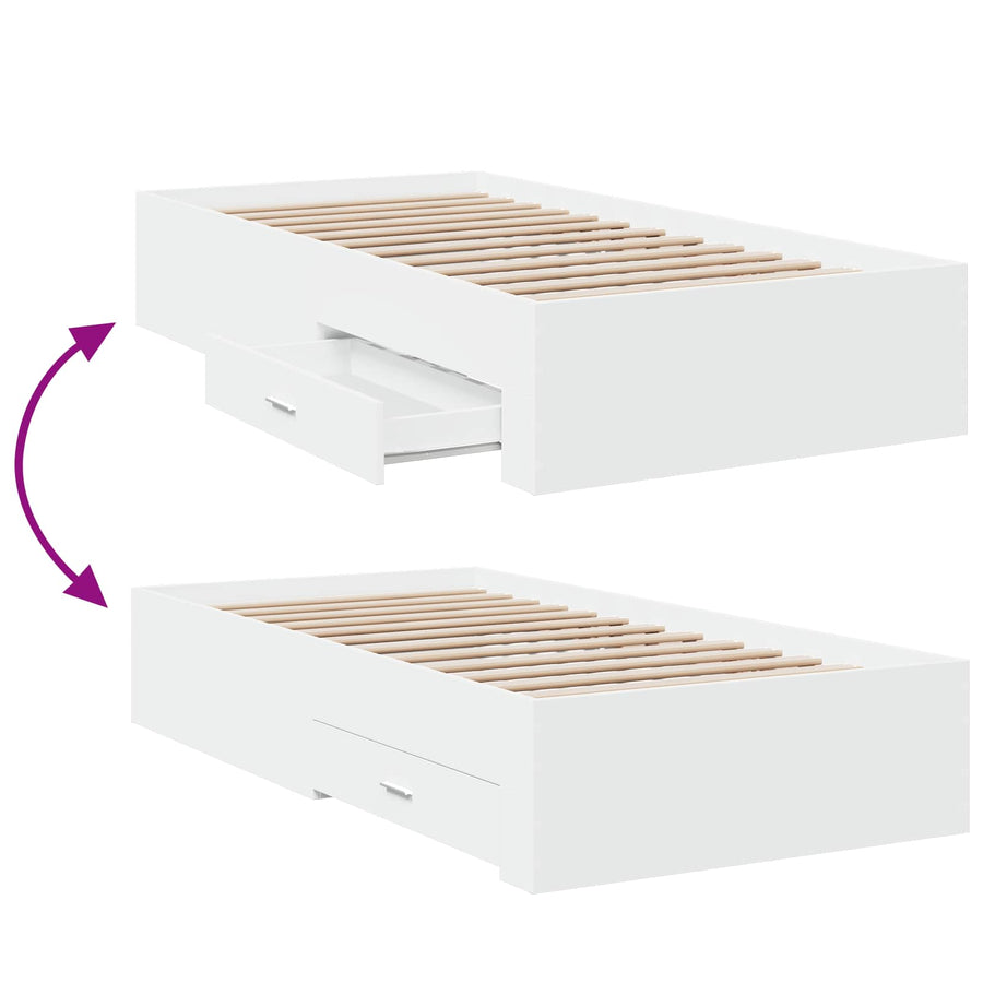 Bedframe met lade met opslag Wit Bewerkt hout