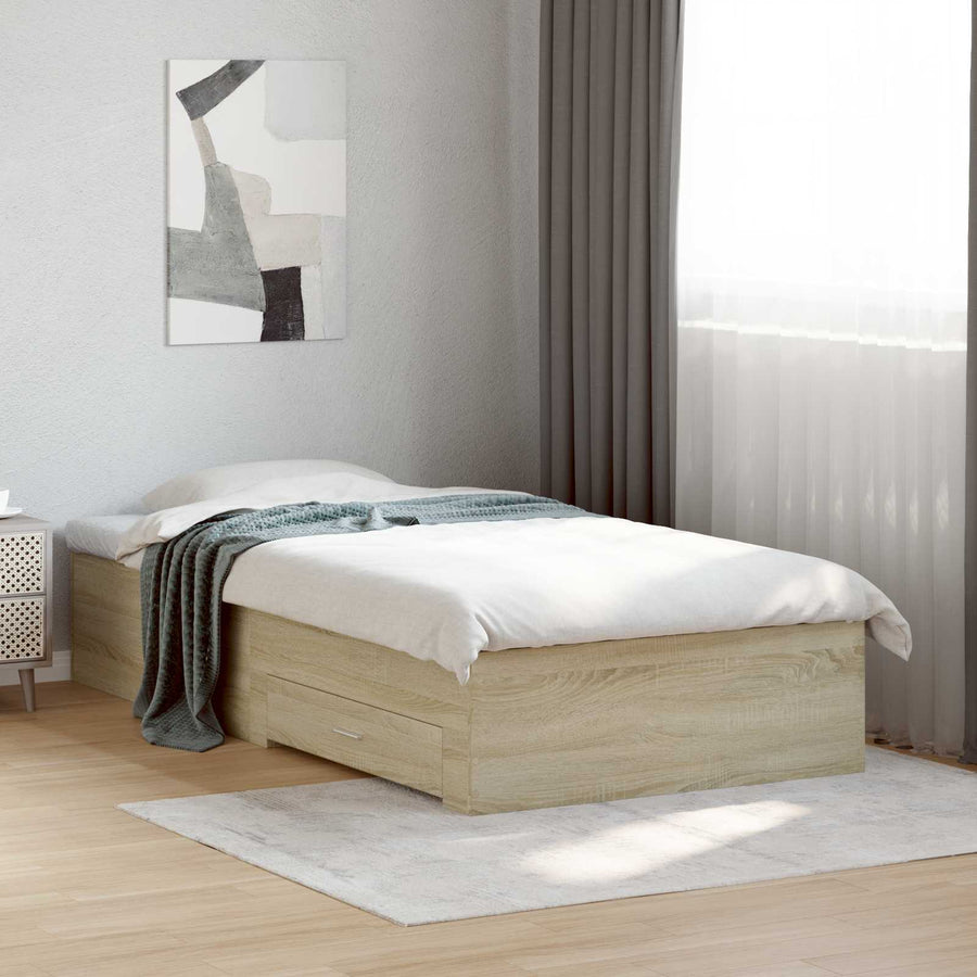 Bedframe met lade met opslag Sonoma Eiken Bewerkt hout