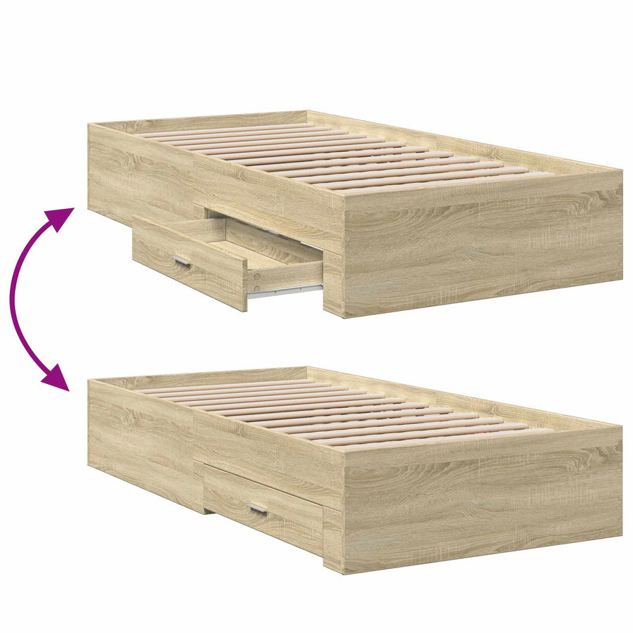 Bedframe met lade met opslag Sonoma Eiken Bewerkt hout