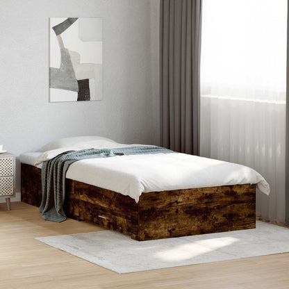 Bedframe met lade met opslag Gerookt eiken Bewerkt hout