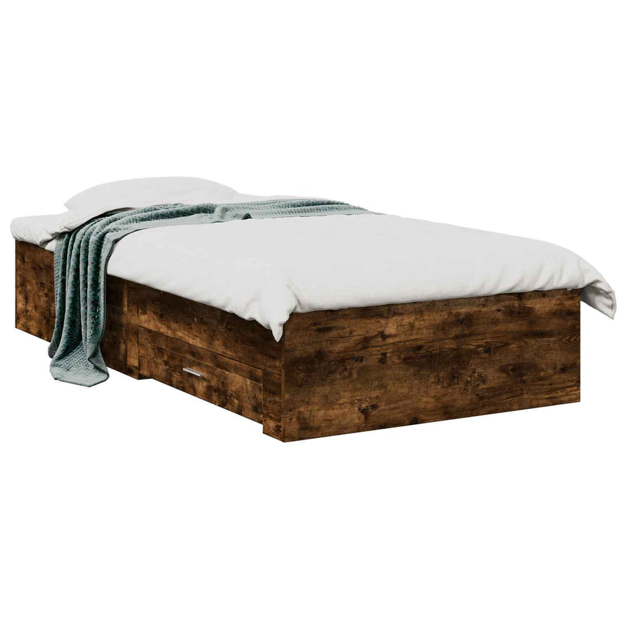 Bedframe met lade met opslag Gerookt eiken Bewerkt hout