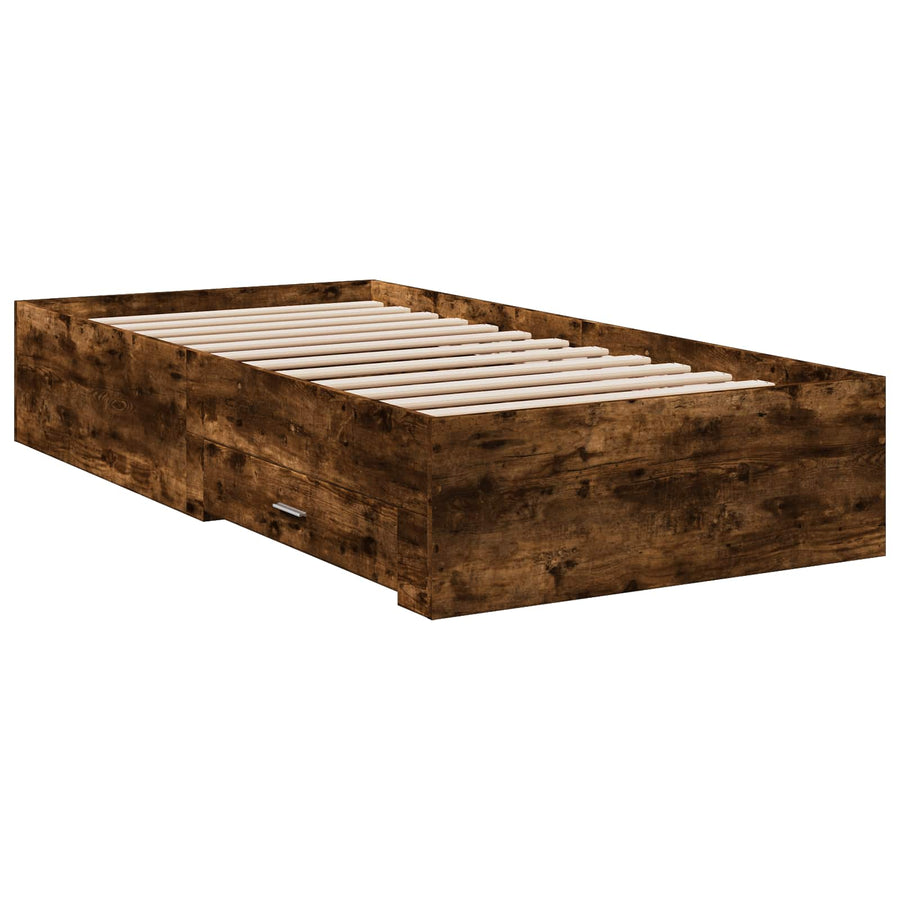 Bedframe met lade met opslag Gerookt eiken Bewerkt hout