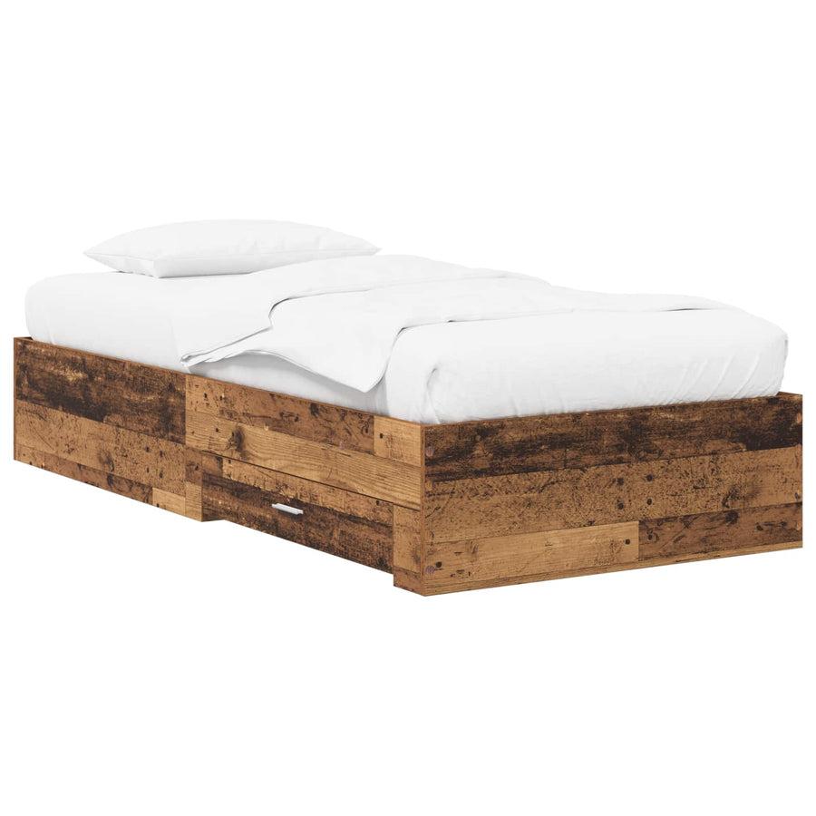 Bedframe met lade met opslag Oud hout Bewerkt hout