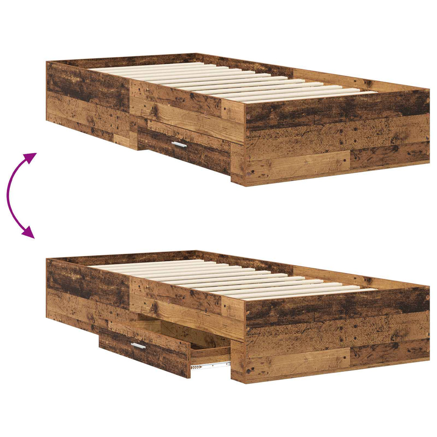 Bedframe met lade met opslag Oud hout Bewerkt hout