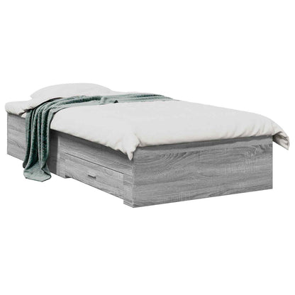 Bedframe met lade met opslag Grijs Sonoma Bewerkt hout
