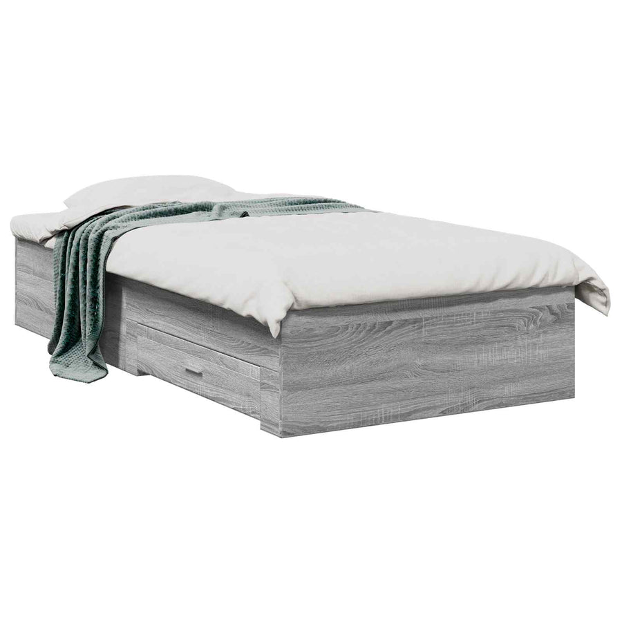 Bedframe met lade met opslag Grijs Sonoma Bewerkt hout