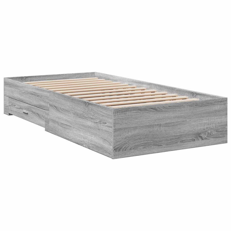 Bedframe met lade met opslag Grijs Sonoma Bewerkt hout
