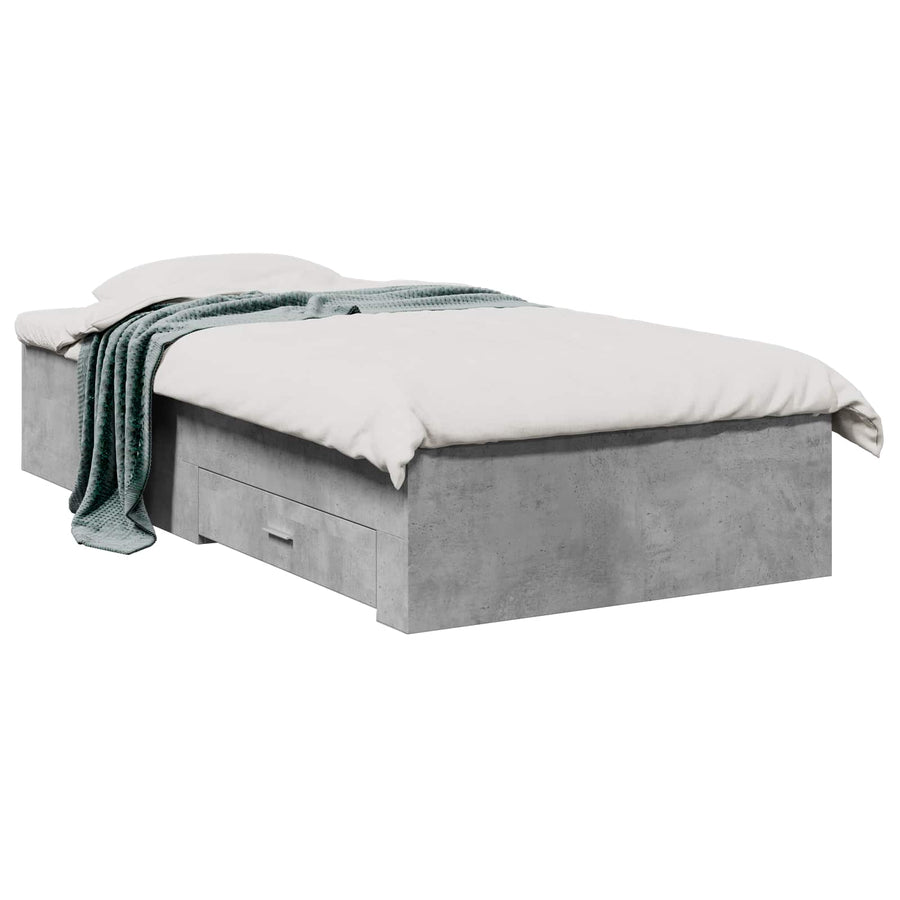 Bedframe met lade met opslag Betongrijs Bewerkt hout