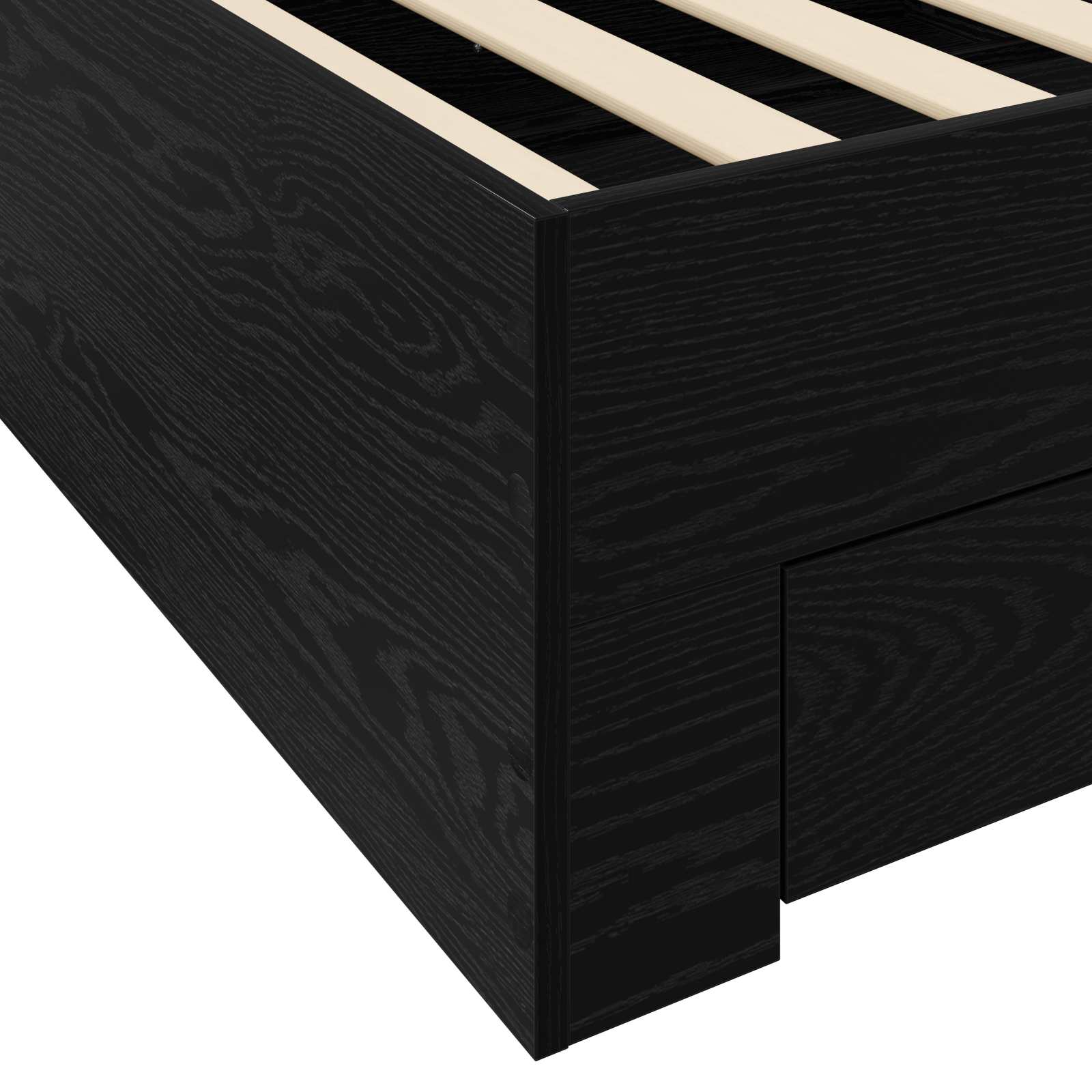 Bedframe met lade met opslag Zwart eiken Bewerkt hout