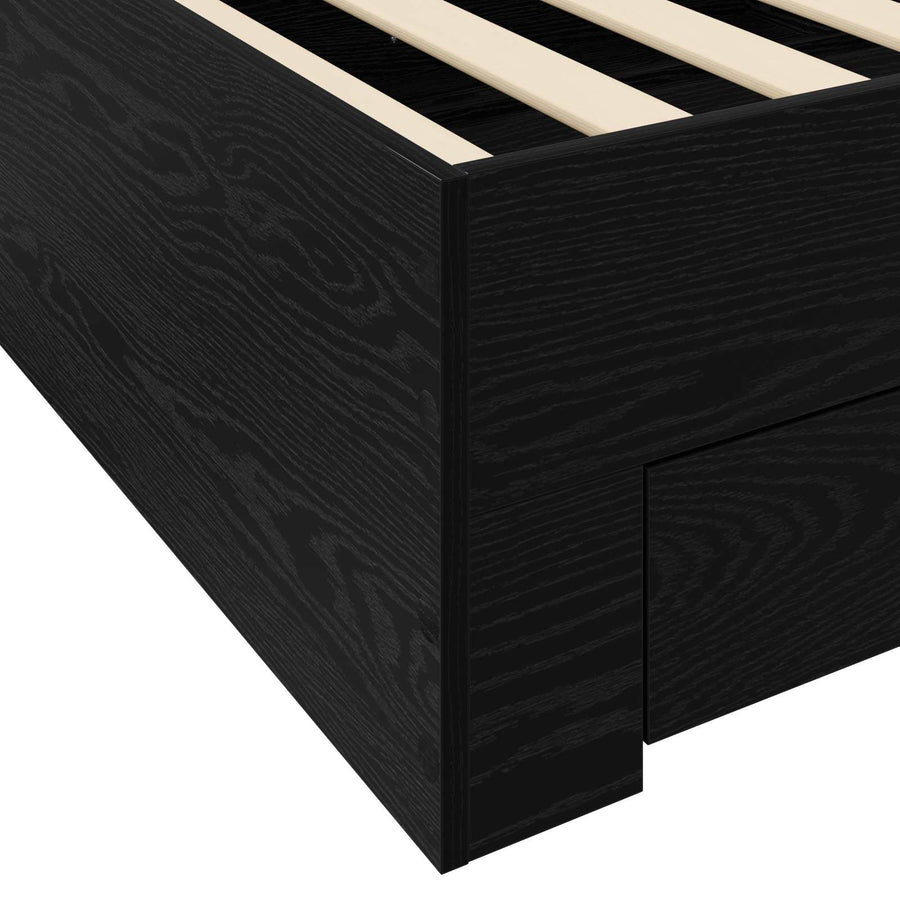 Bedframe met lade met opslag Zwart eiken Bewerkt hout