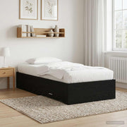 Bedframe met lade bewerkt hout zwart eiken