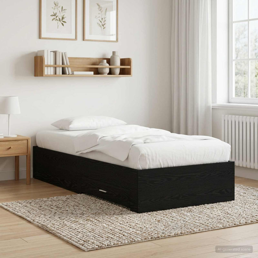 Bedframe met lade met opslag Zwart eiken Bewerkt hout